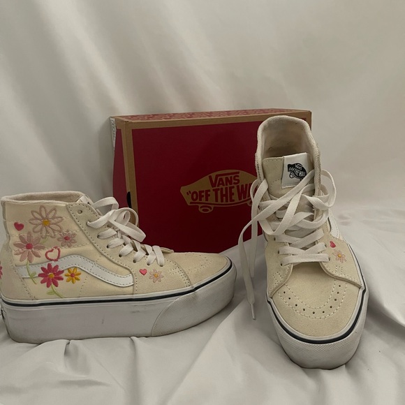 Vans Shoes - Vans Cream Floral High-Tops